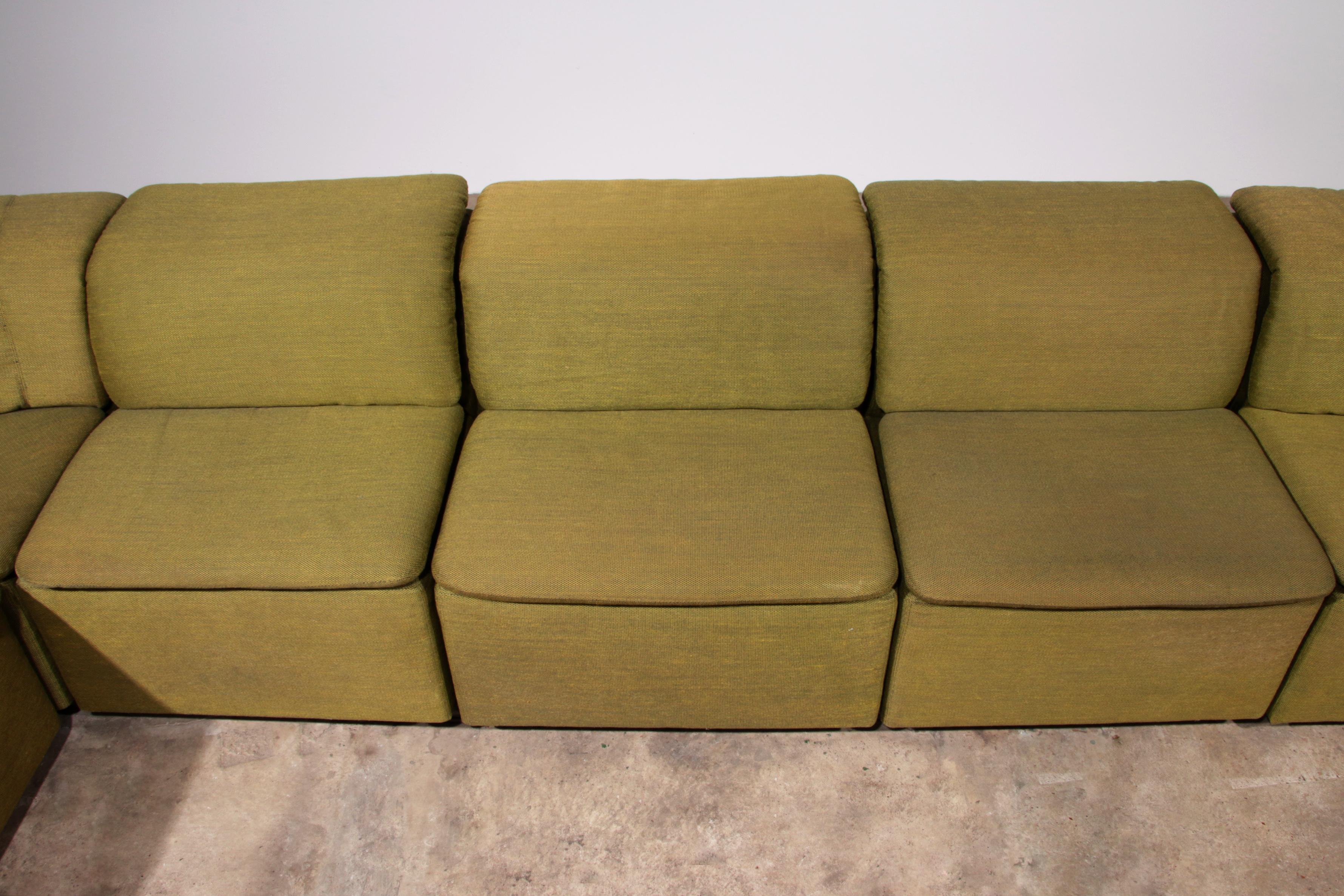 Canapé modulaire Durlet 9 pièces en tissu De Ploeg vert de luxe 1970 en vente 3