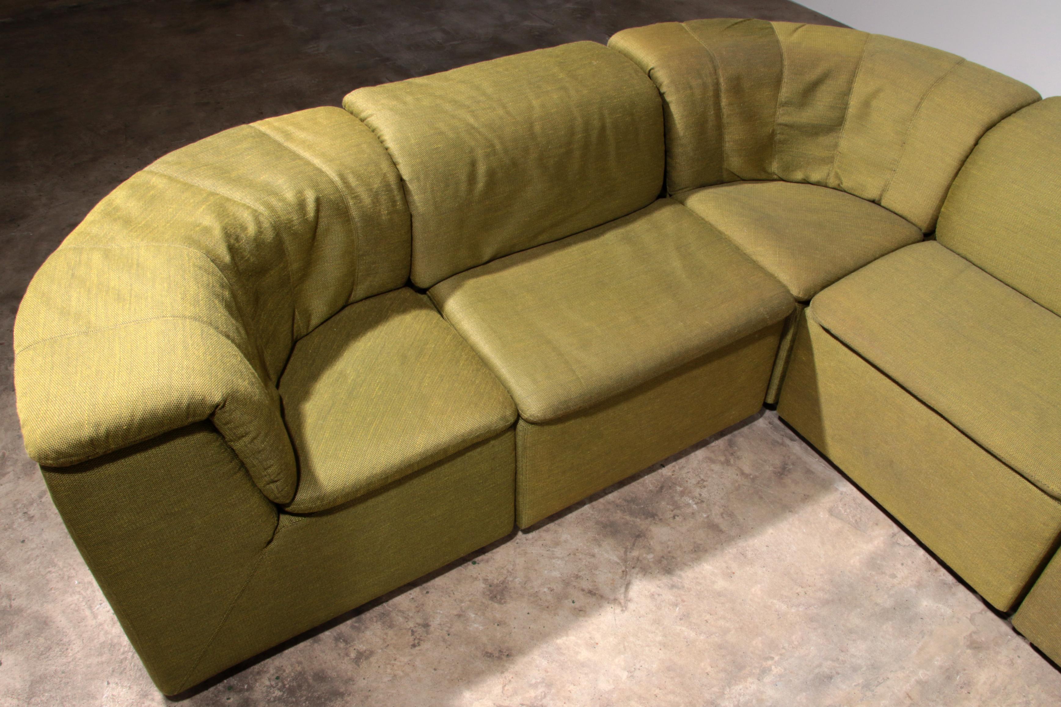 Canapé modulaire Durlet 9 pièces en tissu De Ploeg vert de luxe 1970 en vente 4