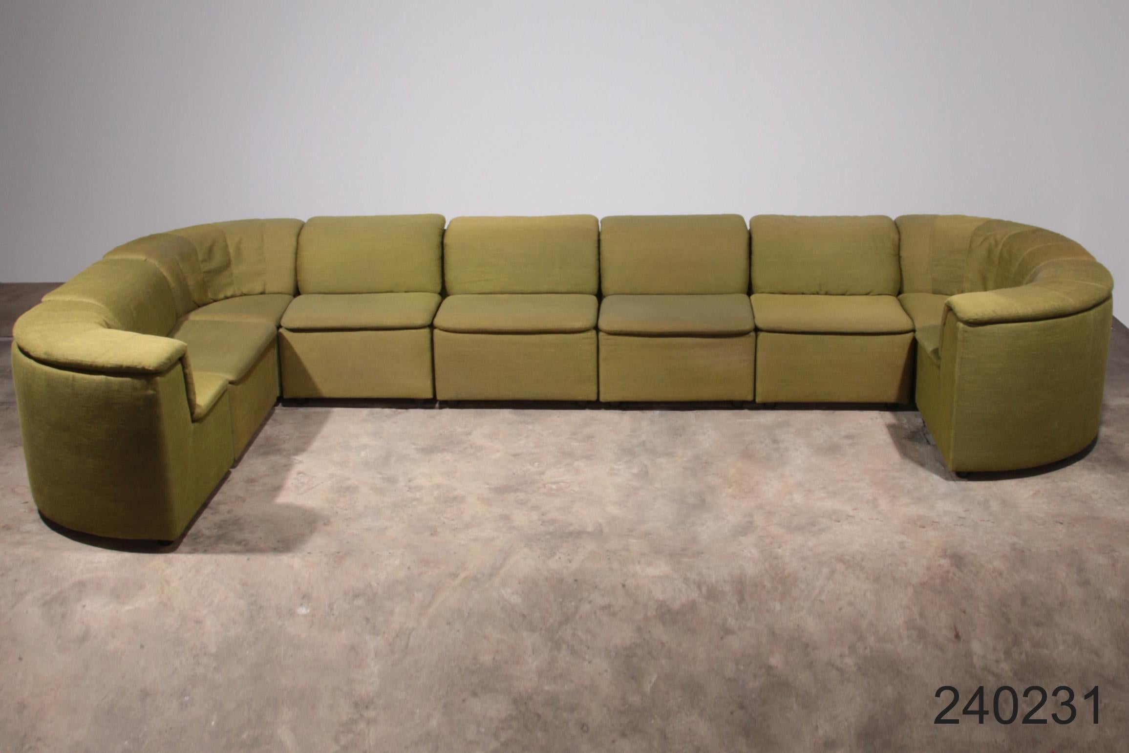 Canapé modulaire Durlet 9 pièces en tissu De Ploeg vert de luxe 1970 en vente 13