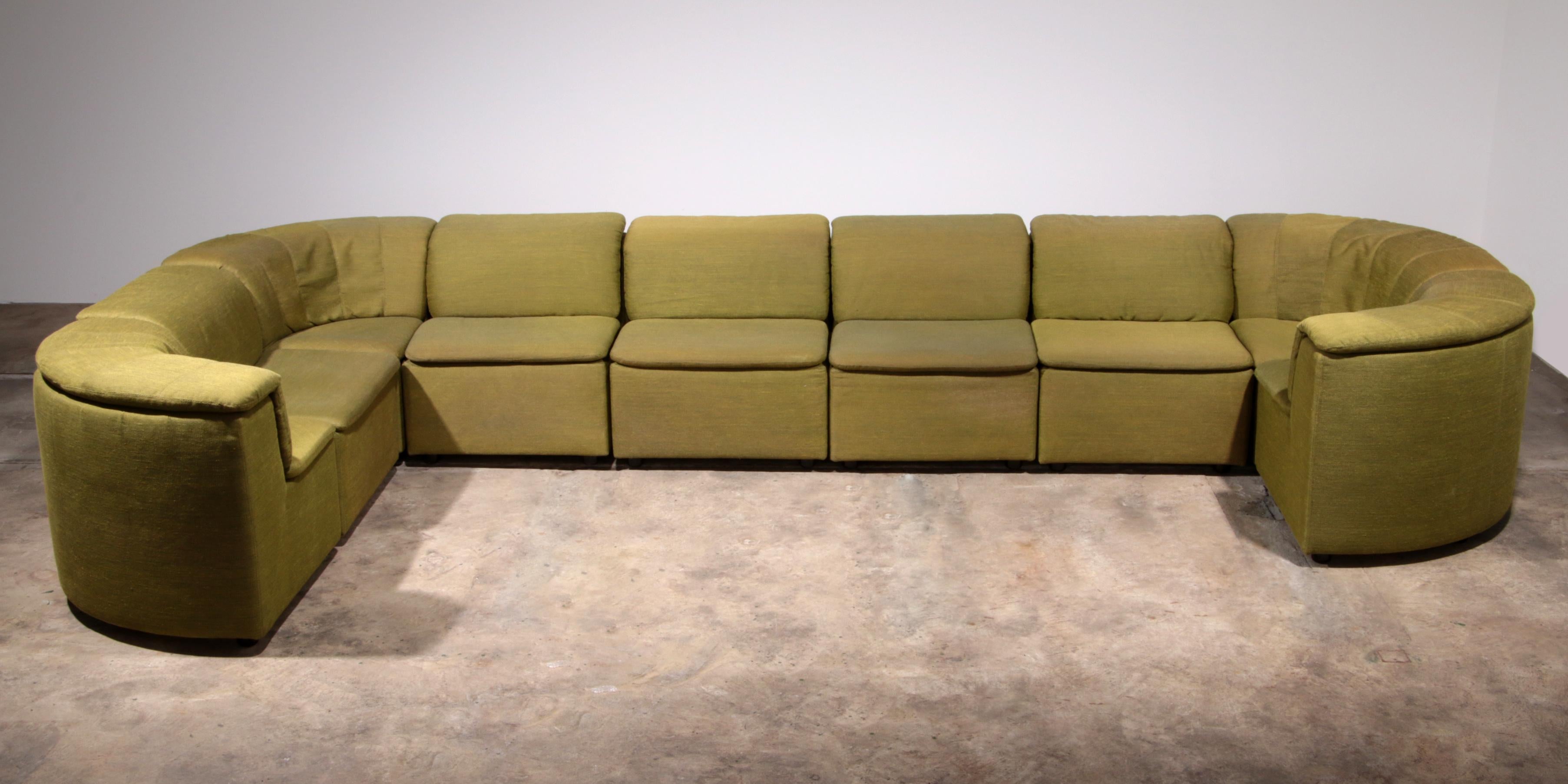 Mid-Century Modern Canapé modulaire Durlet 9 pièces en tissu De Ploeg vert de luxe 1970 en vente