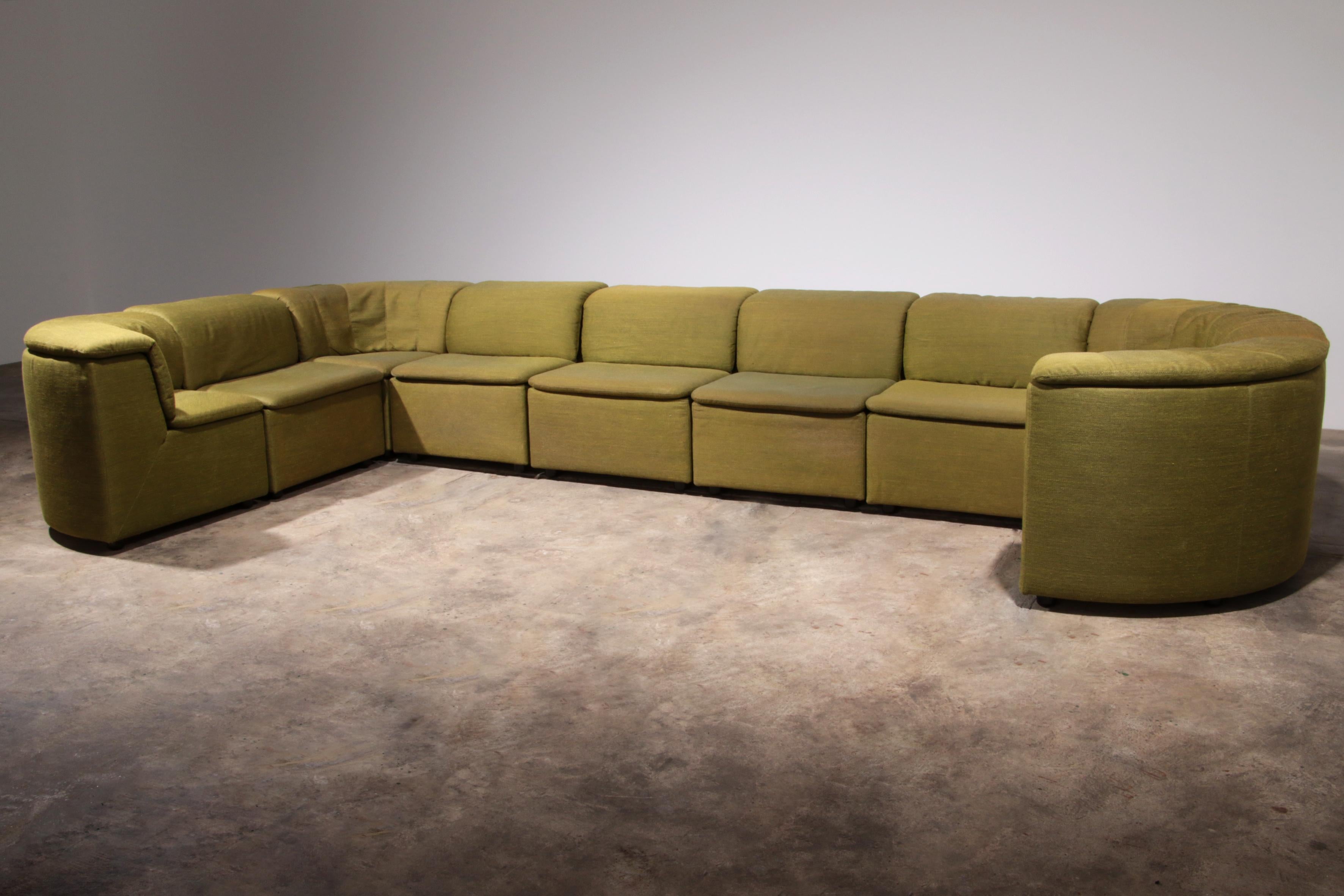 Belge Canapé modulaire Durlet 9 pièces en tissu De Ploeg vert de luxe 1970 en vente