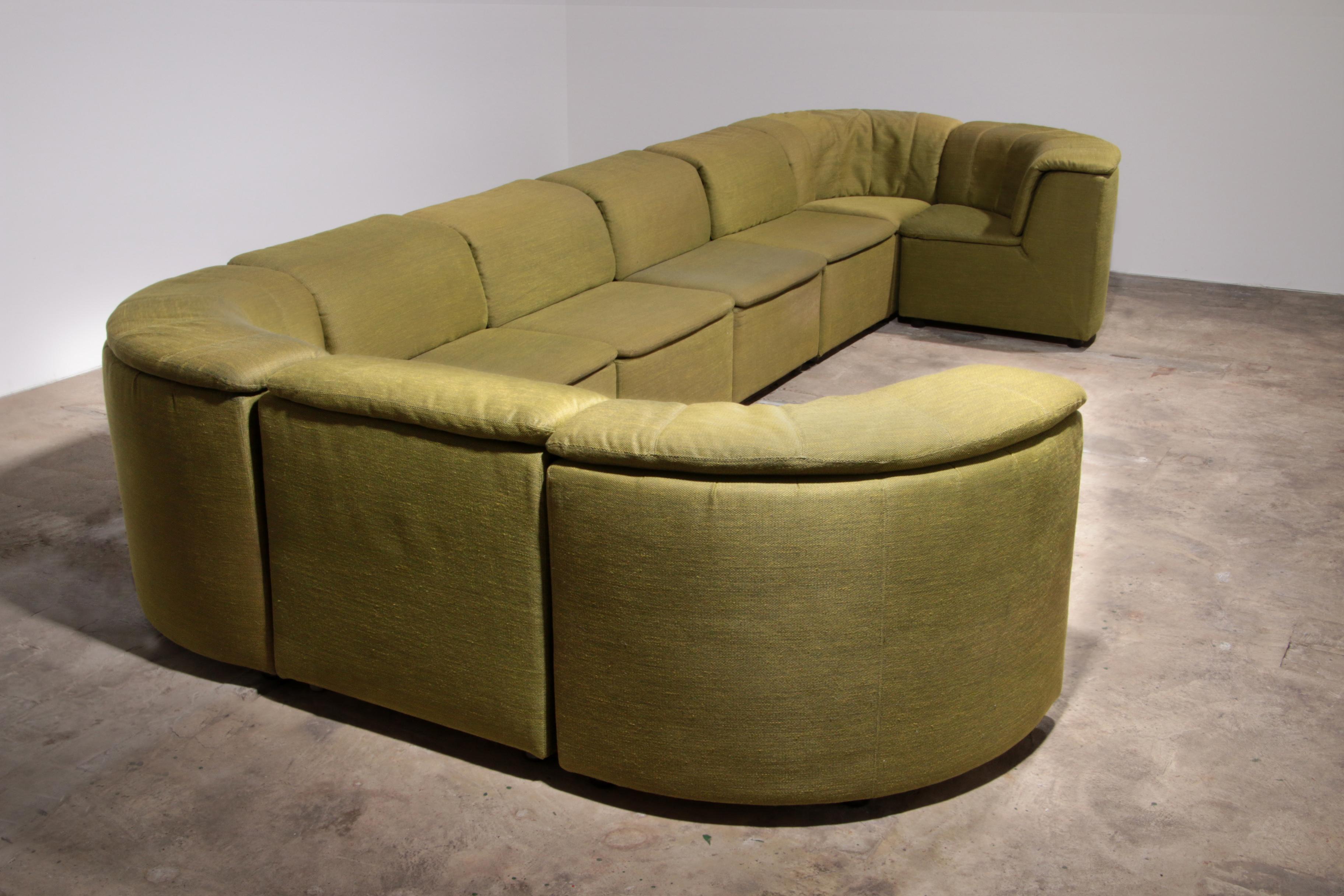 Canapé modulaire Durlet 9 pièces en tissu De Ploeg vert de luxe 1970 Excellent état - En vente à Oirlo, LI