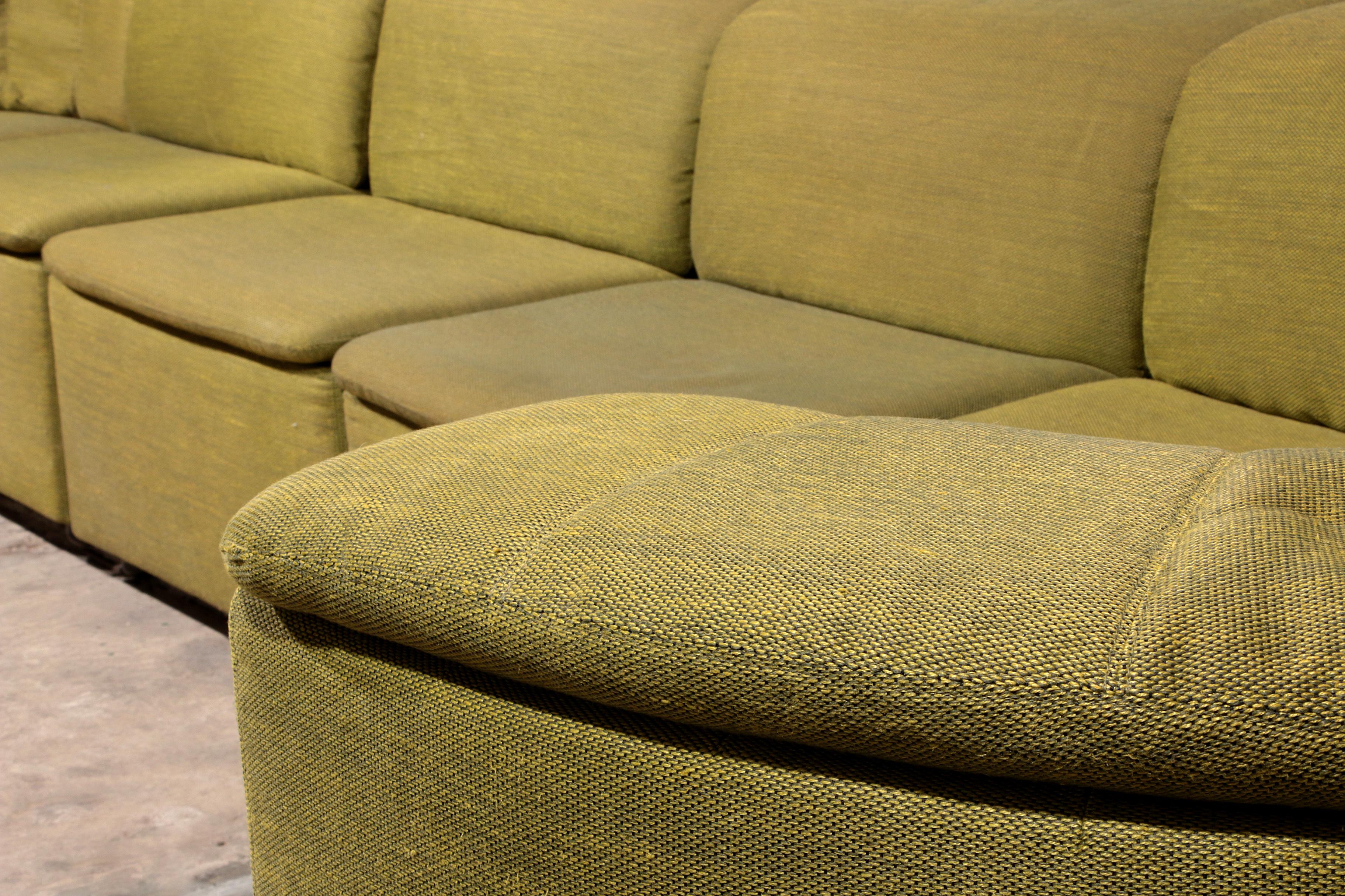 Fin du 20e siècle Canapé modulaire Durlet 9 pièces en tissu De Ploeg vert de luxe 1970 en vente