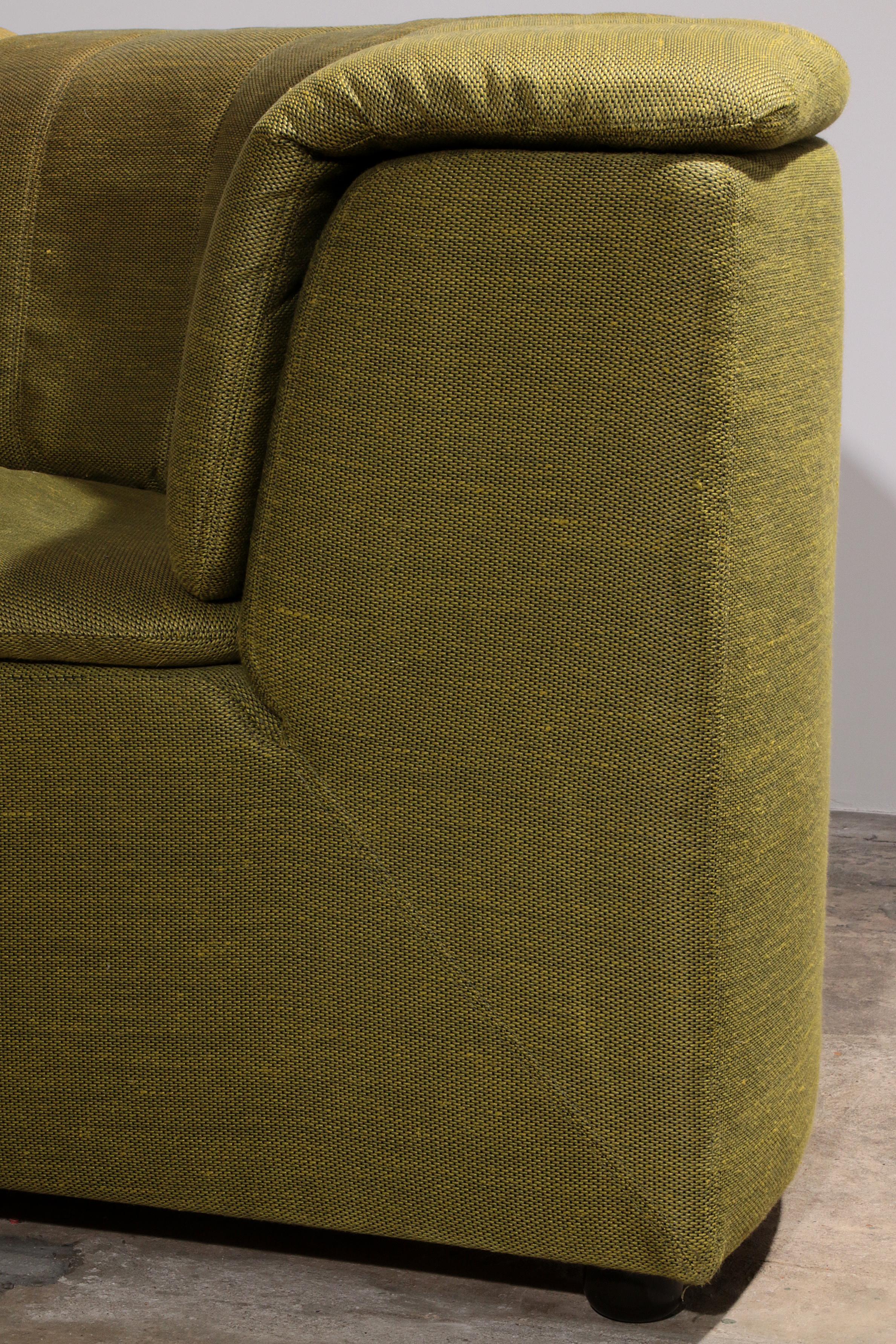 Tissu Canapé modulaire Durlet 9 pièces en tissu De Ploeg vert de luxe 1970 en vente