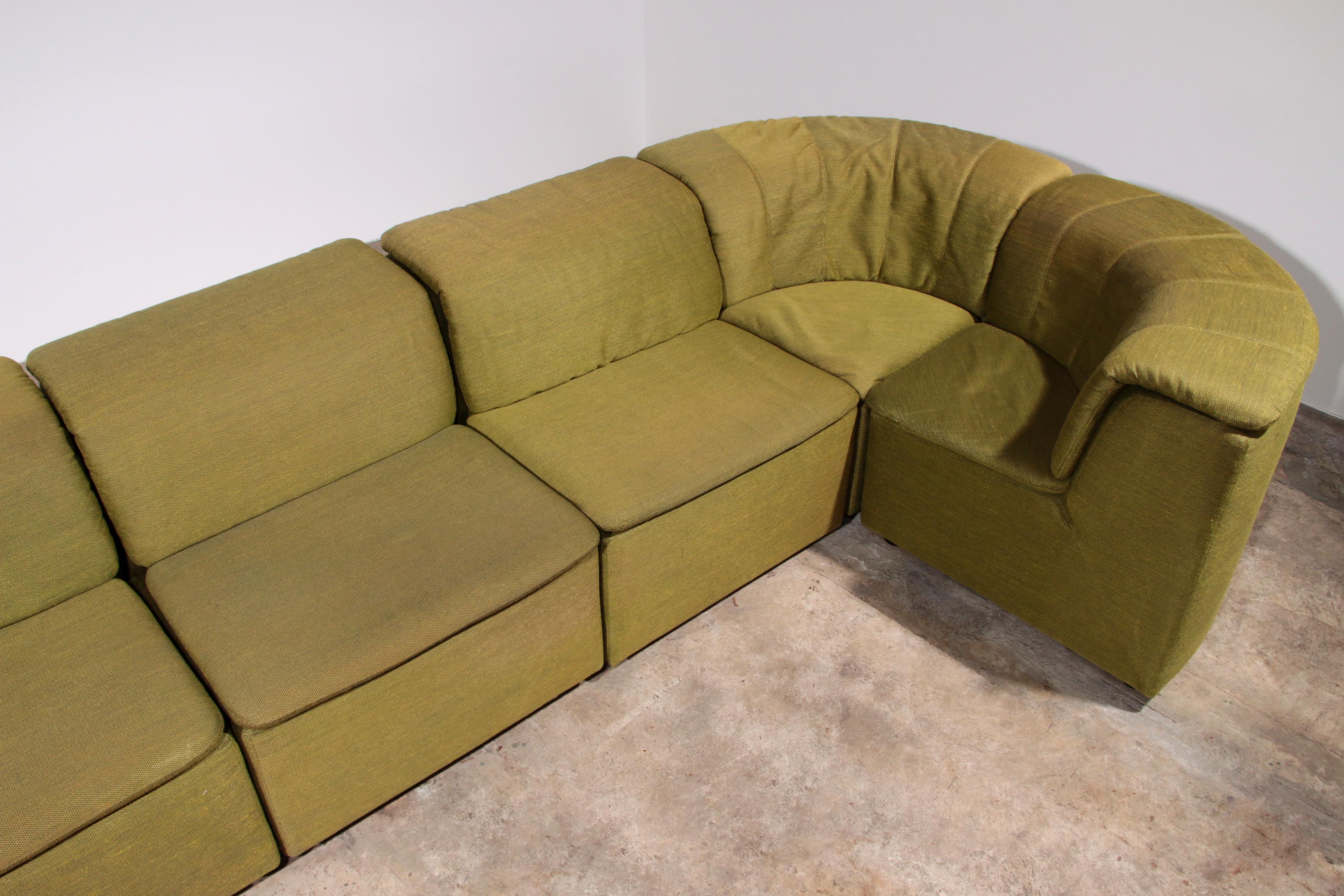 Canapé modulaire Durlet 9 pièces en tissu De Ploeg vert de luxe 1970 en vente 2