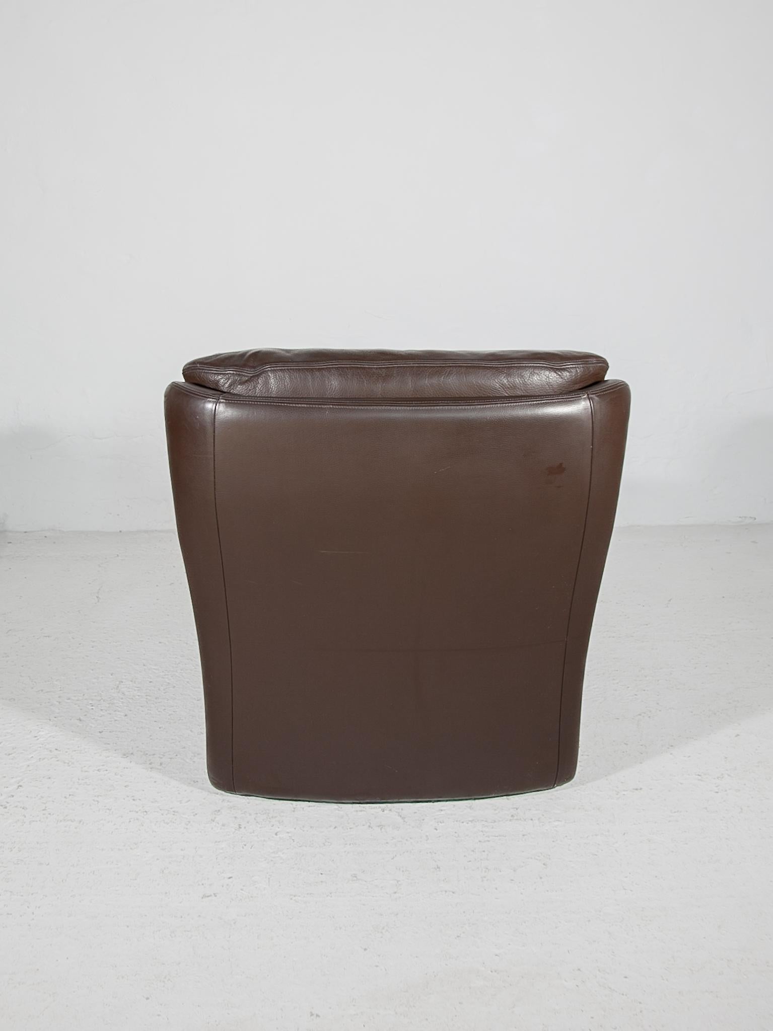  Durlet Lounge Chair, Buffolo Braunes Leder, 1970er Jahre (Handgefertigt) im Angebot