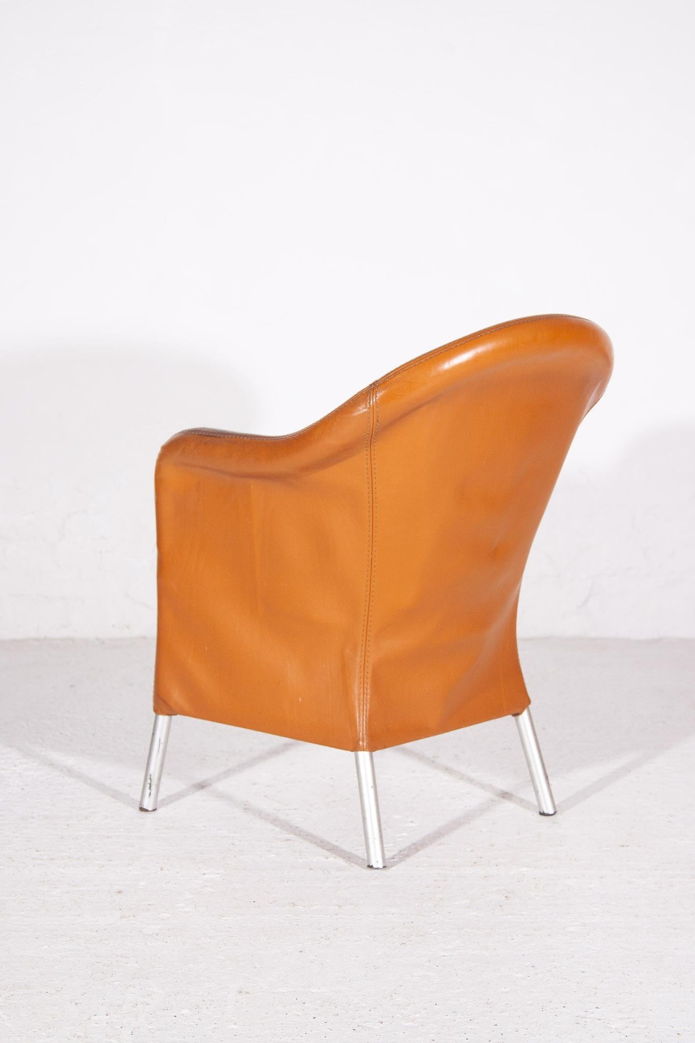 Belge Durlet, fabriqué en Belgique, fauteuils en cuir camel en vente