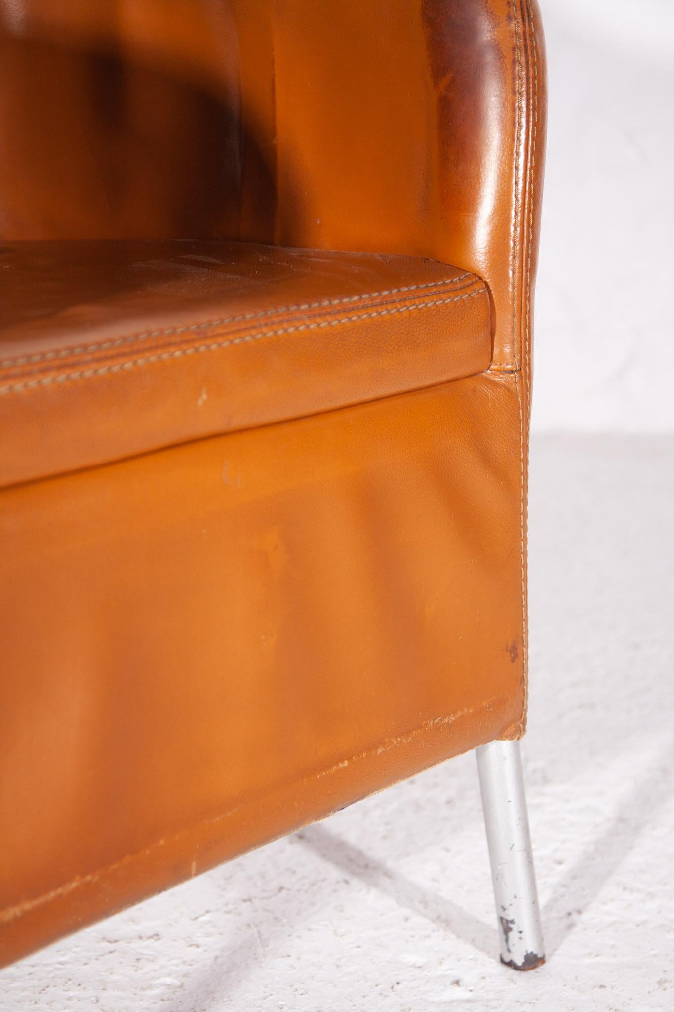Fin du 20e siècle Durlet, fabriqué en Belgique, fauteuils en cuir camel en vente