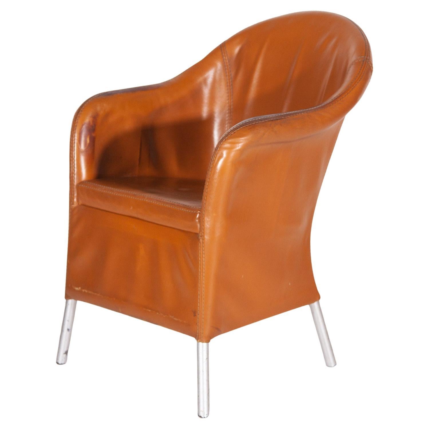 Durlet, made in Belgium Arm Chairs in Camel leather. For Sale