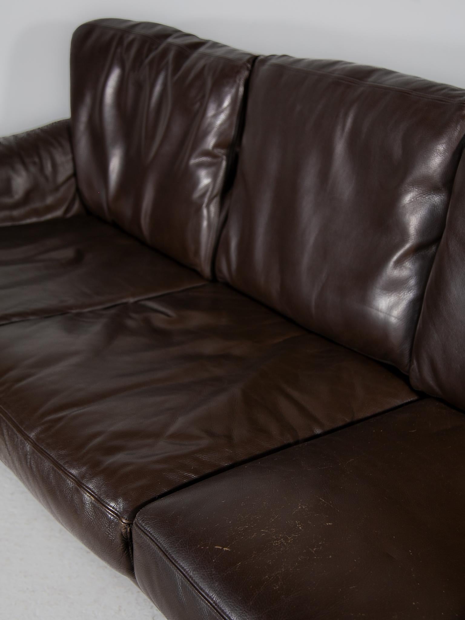 Leather DURLET Three seat Sofa, 1970s For Sale