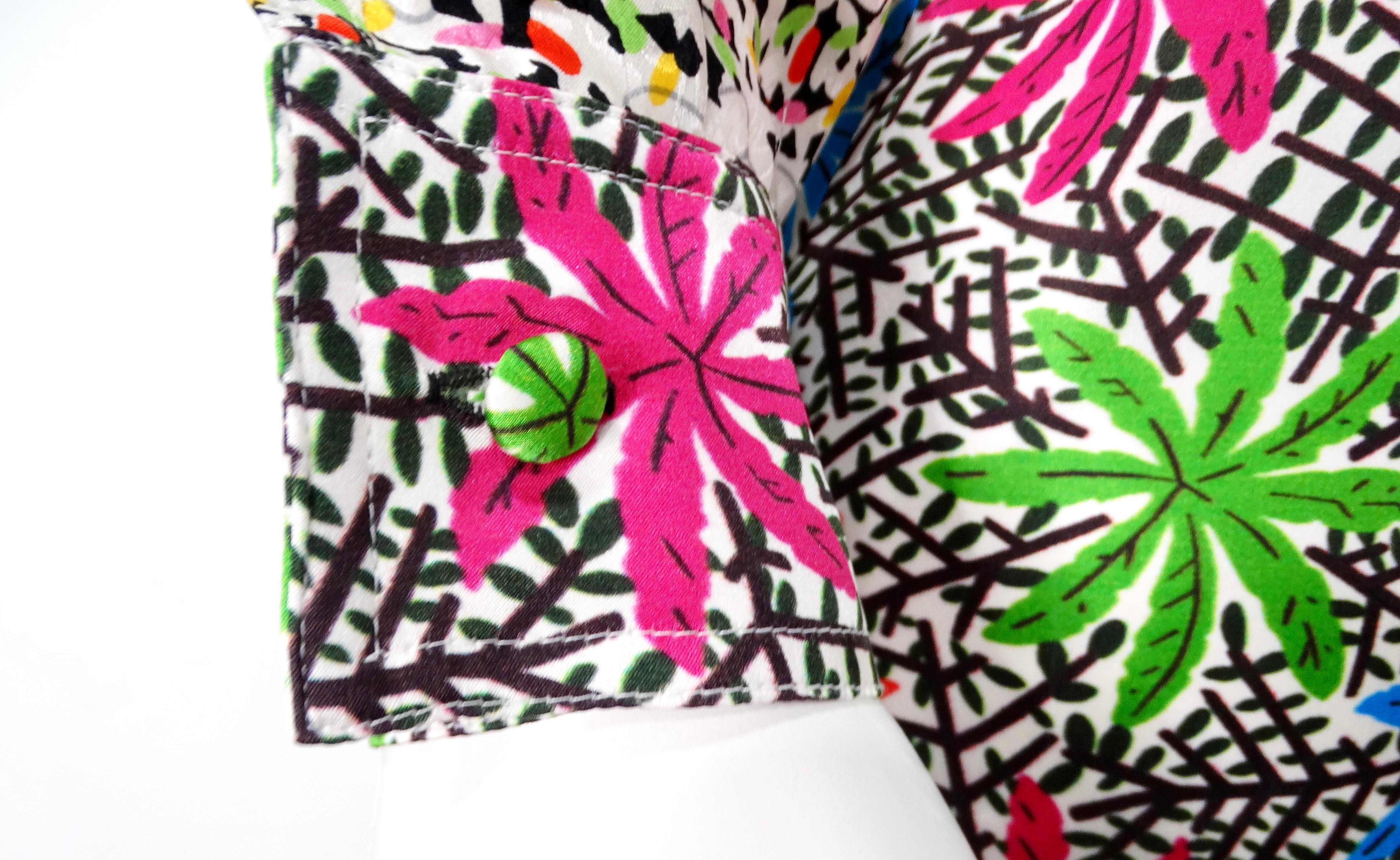 Duro Olowu Bright Flower Print Silk Long Sleeve Belted Button-Up Dress For Sale 6