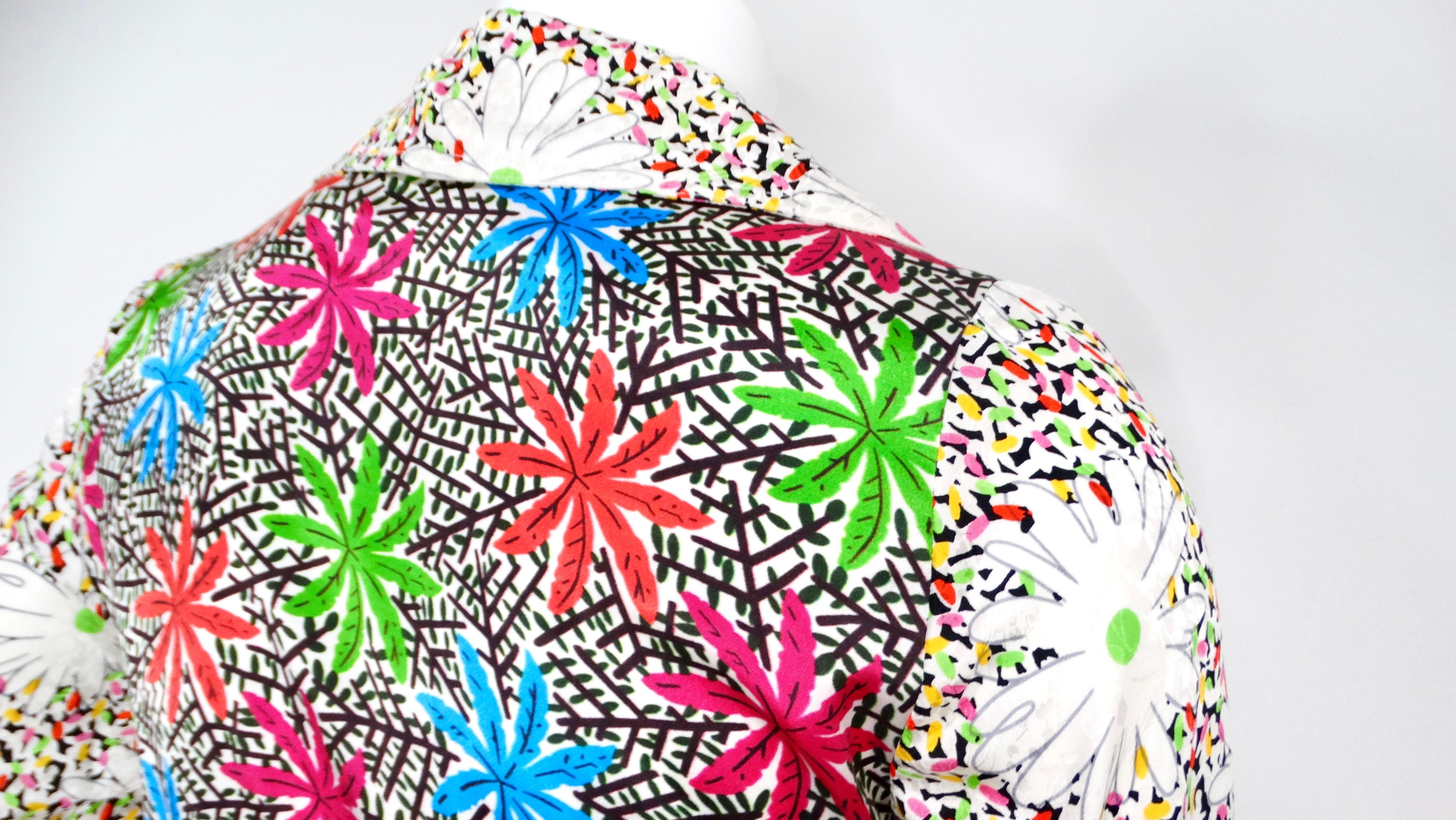 Duro Olowu Bright Flower Print Silk Long Sleeve Belted Button-Up Dress For Sale 3