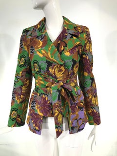 Duro Olowu Floral Printed Cloque Rayon Belted Wrap Jacket