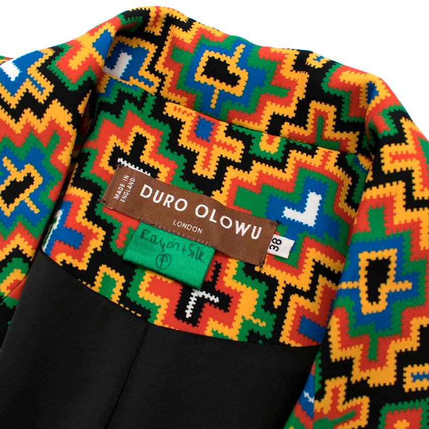 Brown Duro Olowu Multicoloured Printed Silk Blend Coat S 38 For Sale