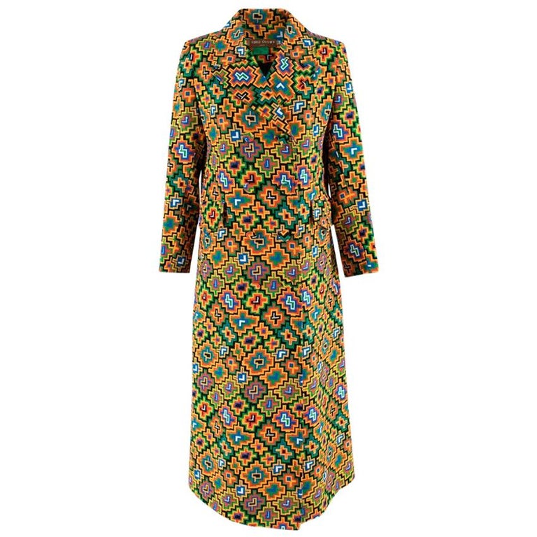 Duro Olowu Multicoloured Printed Silk Blend Coat S 38 For Sale at 1stDibs