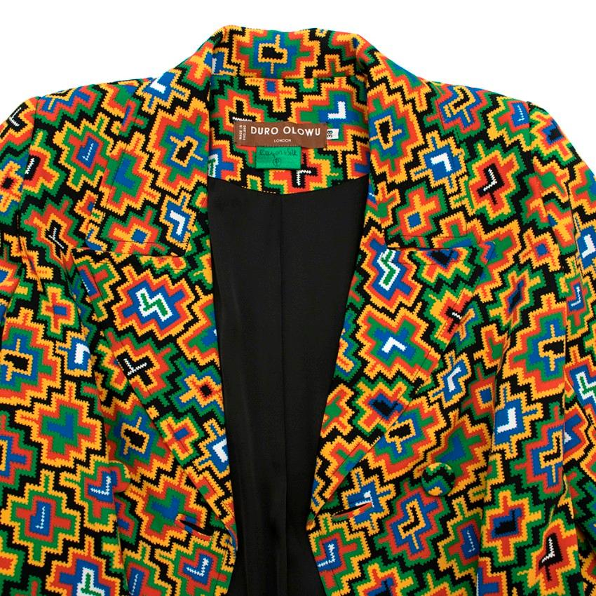 Brown Duro Olowu Multicoloured Printed Silk Blend Coat - Size US 6
