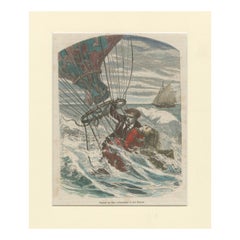 Durouf & Wife's Channel Balloon Crash - Handkolorierter Stich aus dem 19.