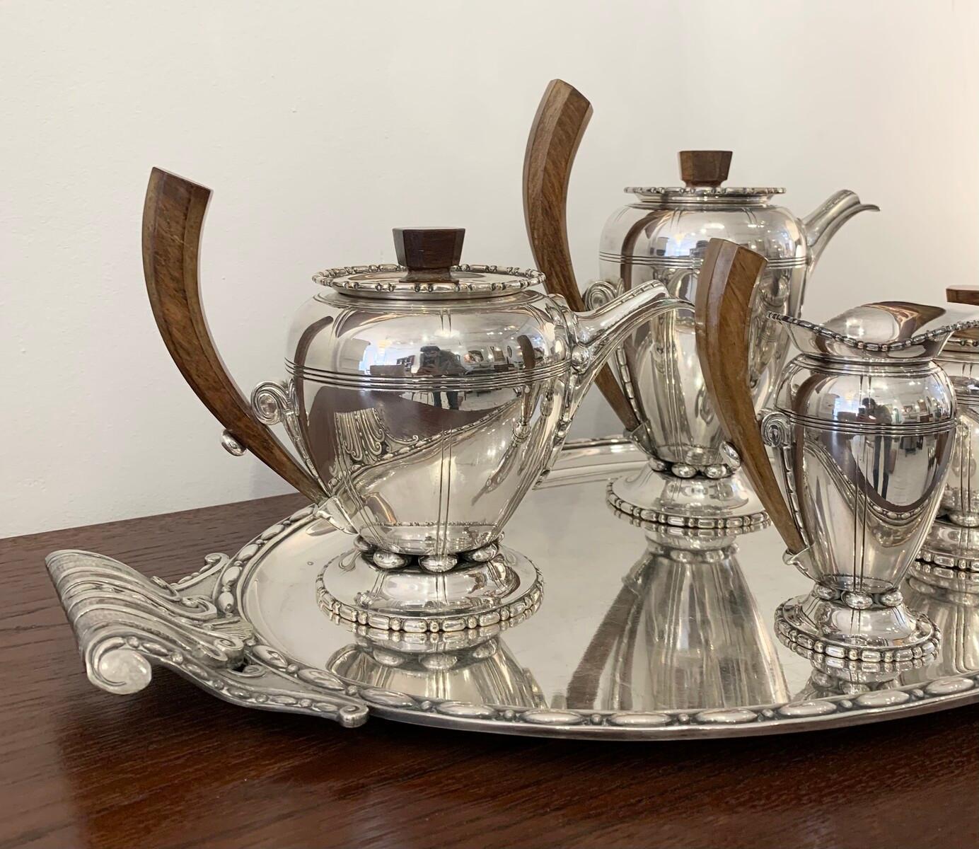 Durousseau & Raynaud Hallmarked Art Deco Silver Plated Service Set, France For Sale 3