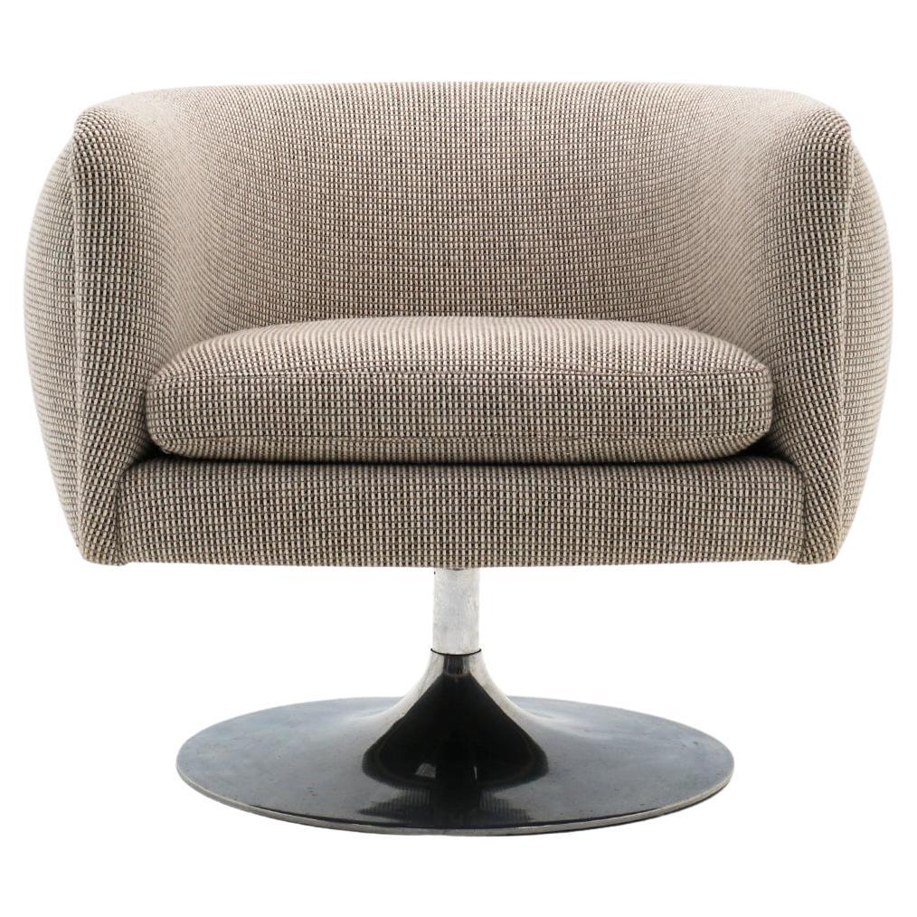 D'urso Swivel Lounge Chair for Knoll, Neutral Upholstery with Chrome Tulip Base