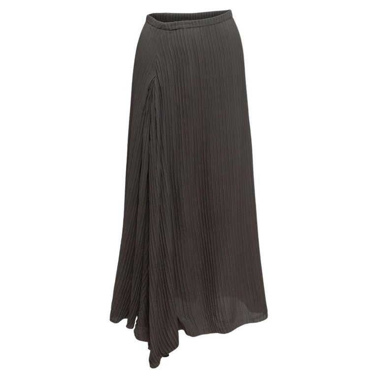 Dusan Grey Silk Pleated Maxi Skirt For Sale at 1stDibs