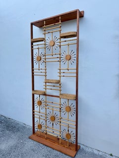 Dušan Jurkovič Wall Mounted Shelf or Openwork Screen in Bamboo & Rattan 1960's