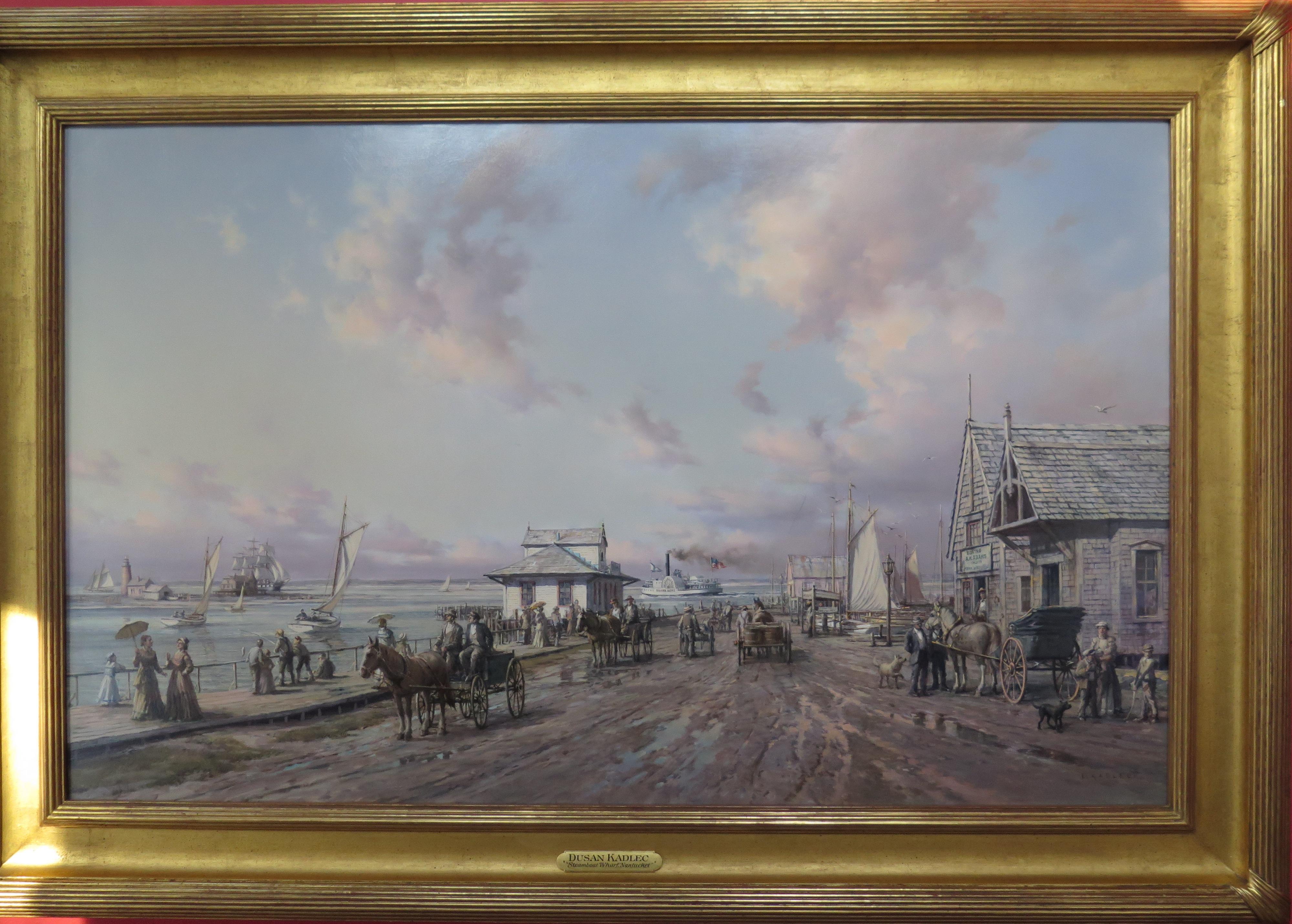 Steamboat Wharf, Nantucket, Massachusetts, c. 1880's - Painting by Dusan Kadlec