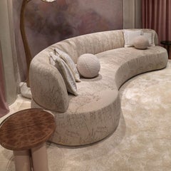 Duse Cityscape-Embroidered Beige Fabric Sofa