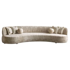 Duse Cityscape-Embroidered Beige Fabric Sofa