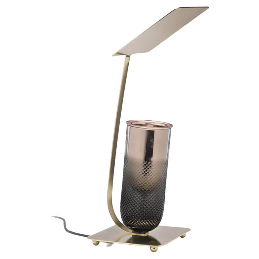 Art Deco   Modern Handmade Glass Brass Table Lamp For Sale