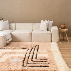 Dusk, Peach And Beige, Authentic Premium Shag, All-Natural Wool Moroccan Rug