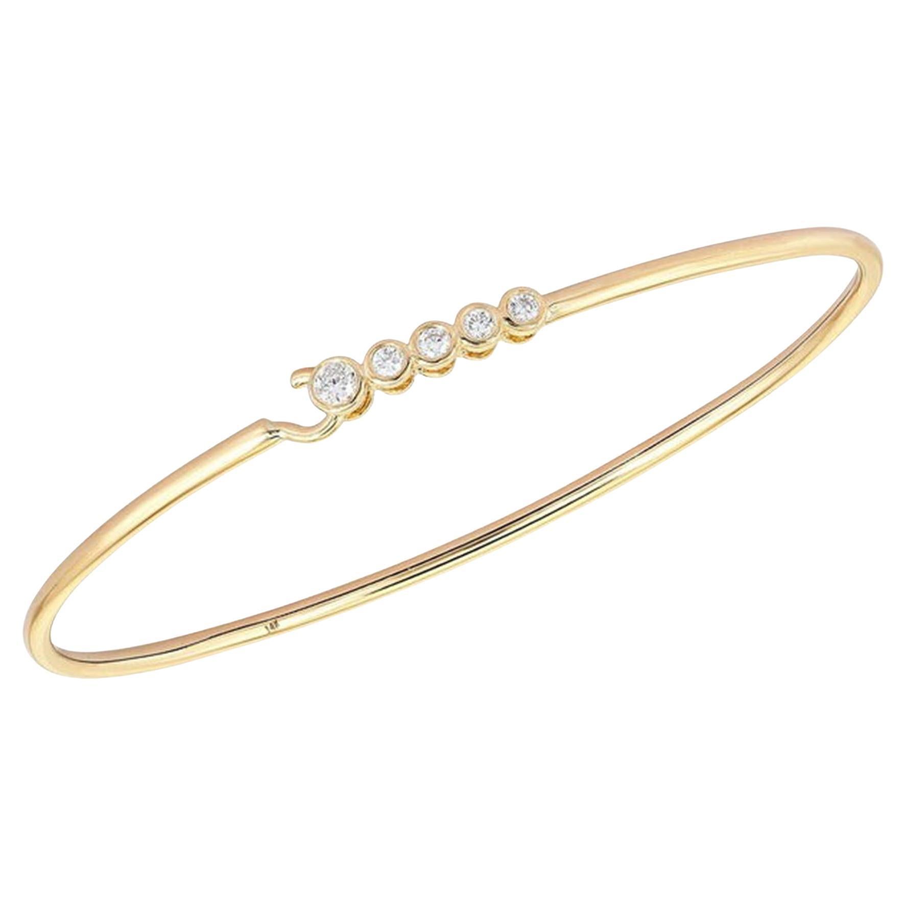 Dusk Radiance 14K (or 18k upon request) Yellow Gold Diamond Bangle Bracelet For Sale