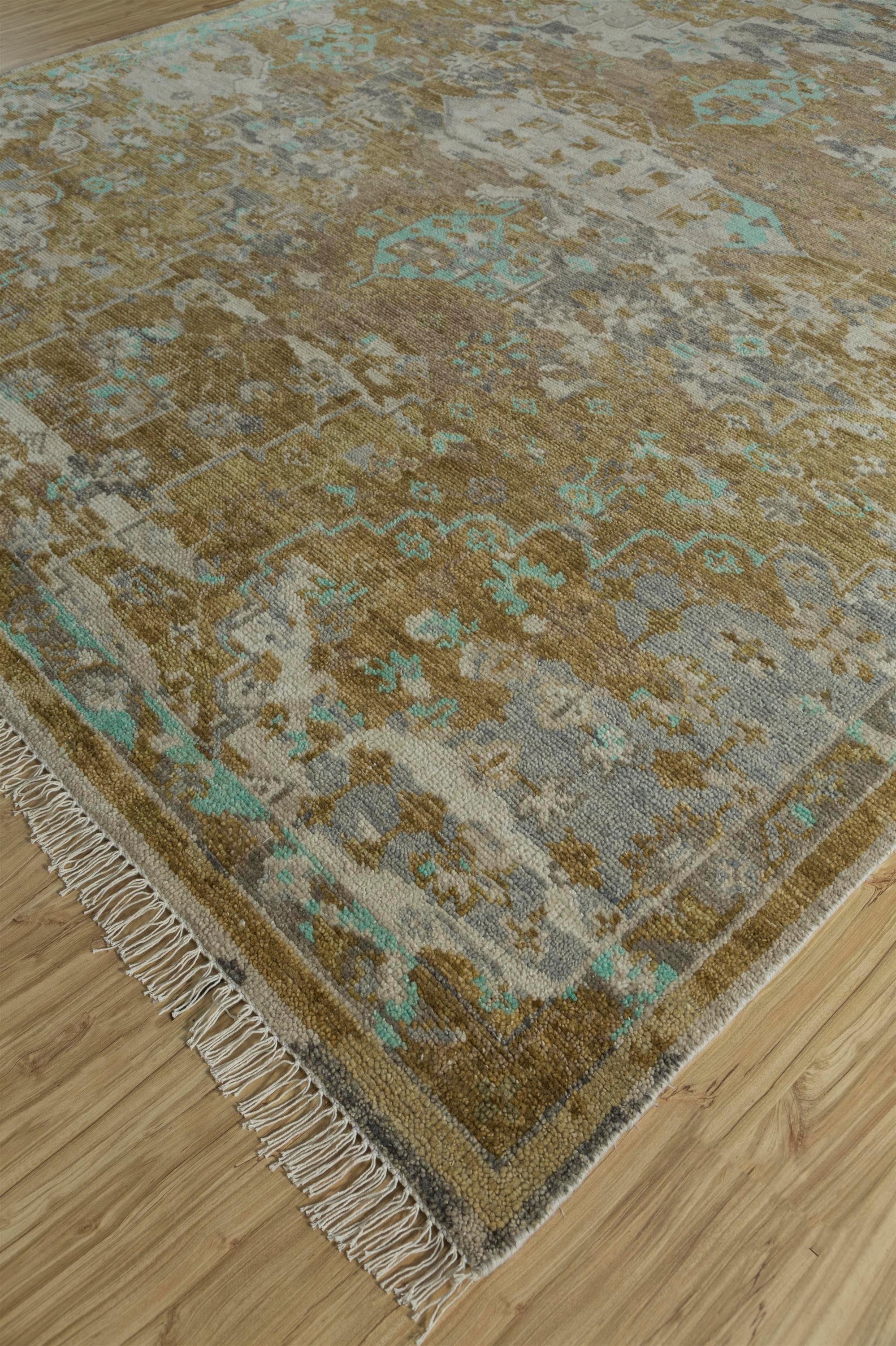 Duskfall Tapestry Dark Ivory & Spice Brown 240x300 cm Handgeknüpfter Teppich (Indisch) im Angebot