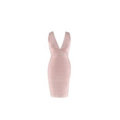 Dusky Pink Stretch Knit Bandage Dress