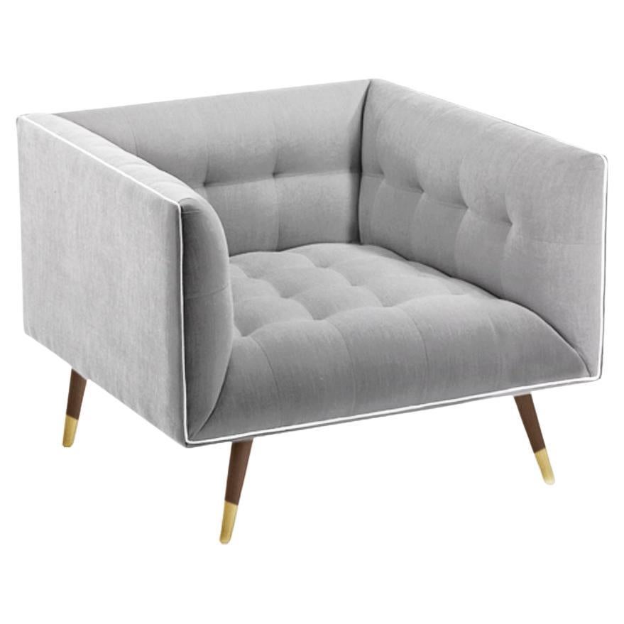 Poltrona Dust con frassino-056-1, ottone lucido e alluminio