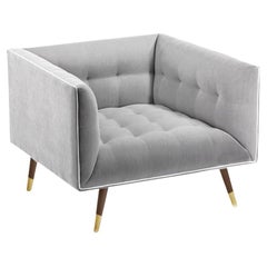 Poltrona Dust con frassino-056-1, ottone lucido e alluminio