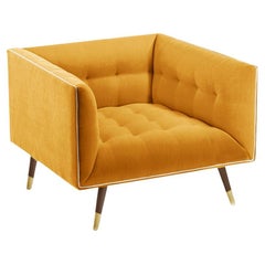 Sillón Polvo con Fresno de Haya-056-1, Latón Pulido y Maíz