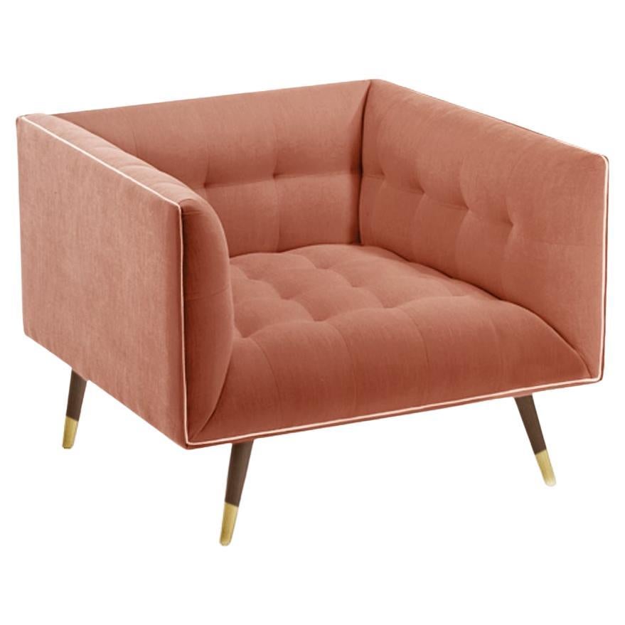 Sillón Polvo de Haya Fresno-056-1, Latón Pulido y Ladrillo París en venta