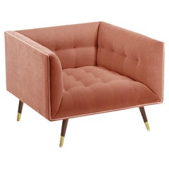 Sillón Polvo de Haya Fresno-056-1, Latón Pulido y Ladrillo París