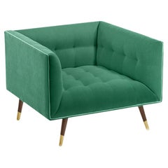 Poltrona Dust con frassino-056-1, ottone lucido e verde Parigi