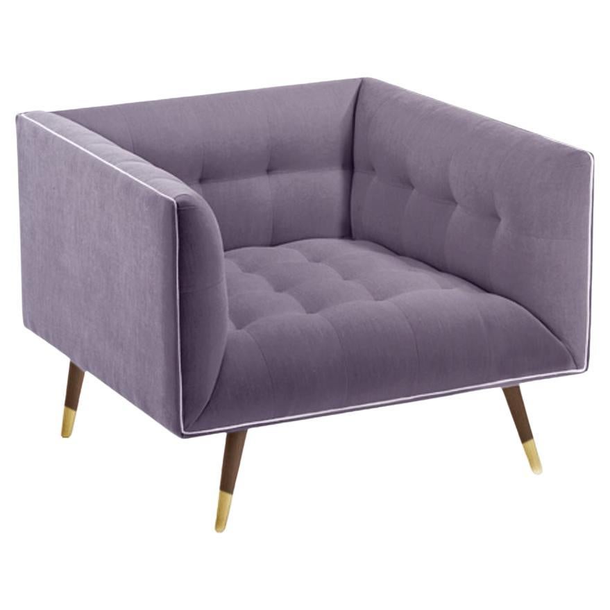 Poltrona Dust con Frassino-056-1, Ottone Lucido e Paris Lavanda
