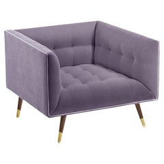 Poltrona Dust con Frassino-056-1, Ottone Lucido e Paris Lavanda