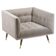 Sillón Polvo con Fresno de Haya-056-1, Latón Pulido y Ratón París