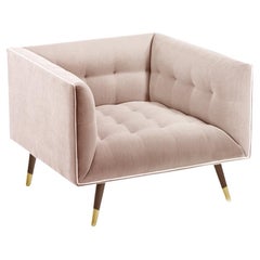 Sillón Polvo con Fresno de Haya-056-1, Latón Pulido y Flor de Vigo