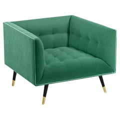 Dust Armchair with Beech Ash-056-5, Polished Brass and Paris Green