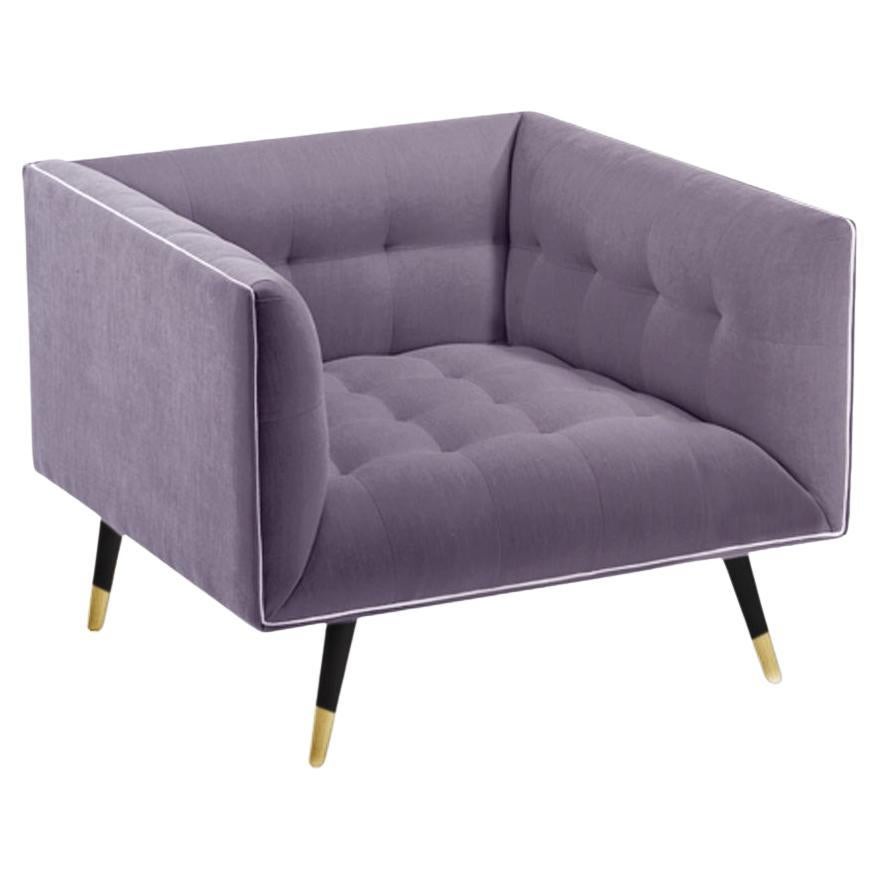 Dust Armchair with Beech Ash-056-5, Polished Brass and Paris Lavanda For Sale