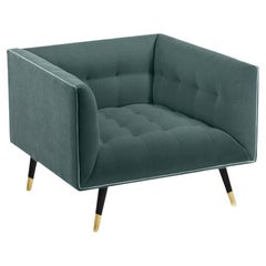 Dust Armchair with Beech Ash-056-5, Polished Brass and Teal