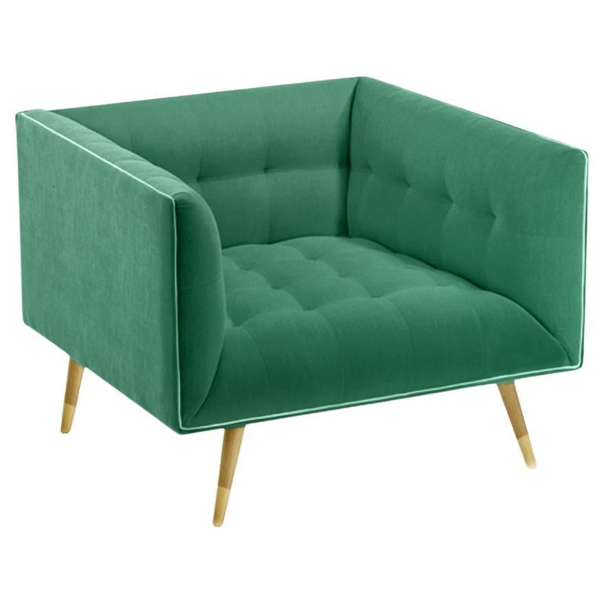 Dust-Sessel aus Eiche Natur, poliertem Messing und Pariser Grün im Angebot
