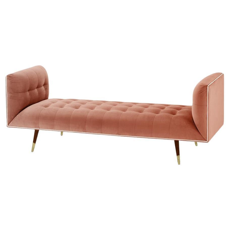 Banc à poussière, grand modèle en hêtre-056-1, laiton poli et brique de Paris