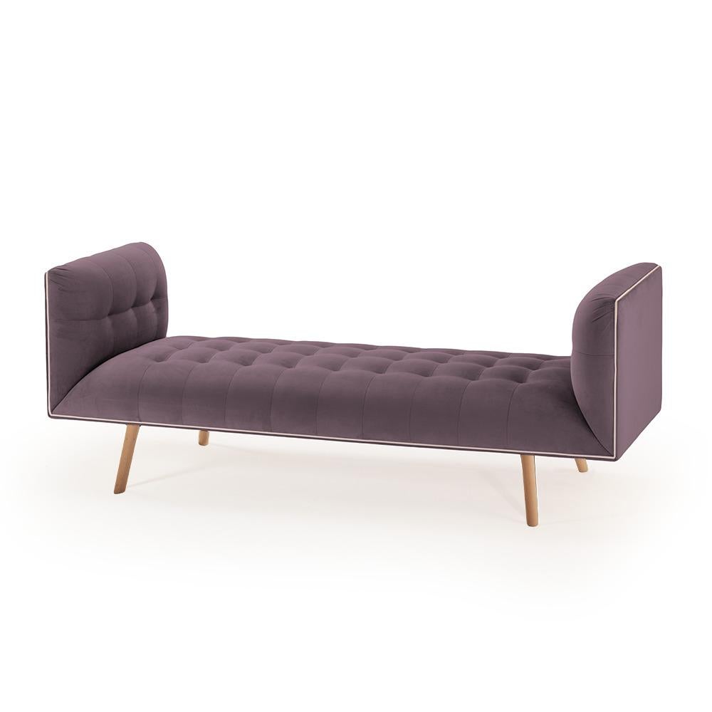 Mid-Century Modern Dust Bench Settee with Soft Velvet 3 Seat For Sale