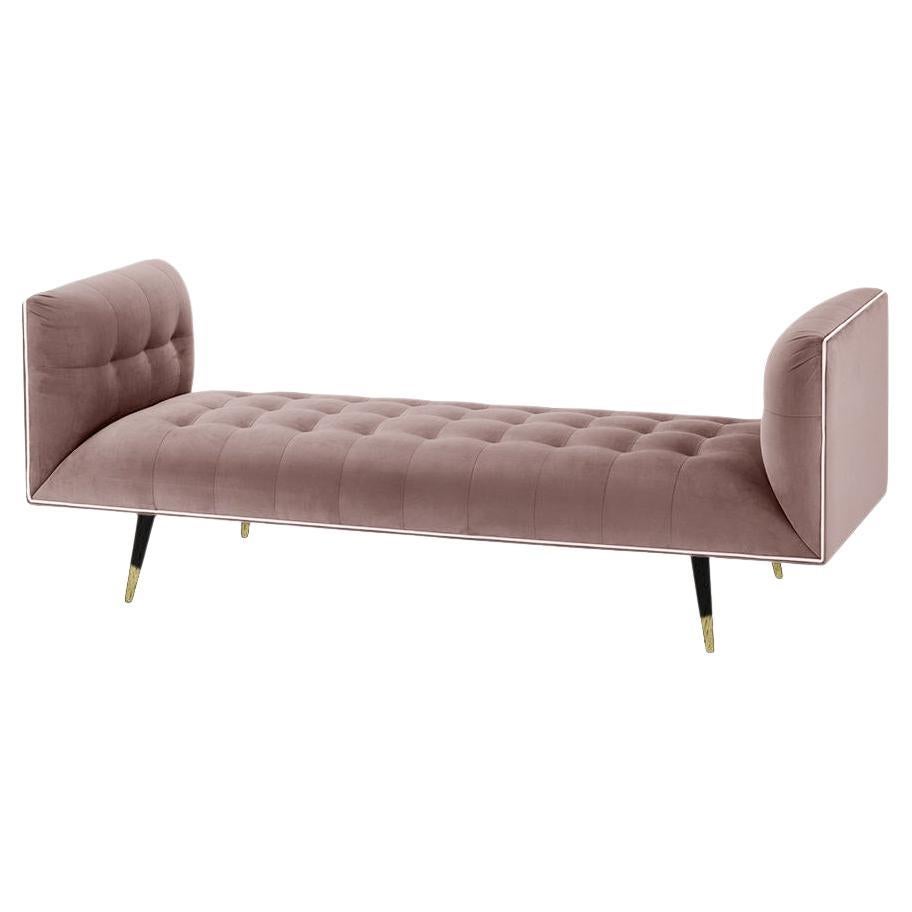 Banc à poussière, petit avec bois de hêtre-056-5, laiton poli et lotus de Barcelone en vente